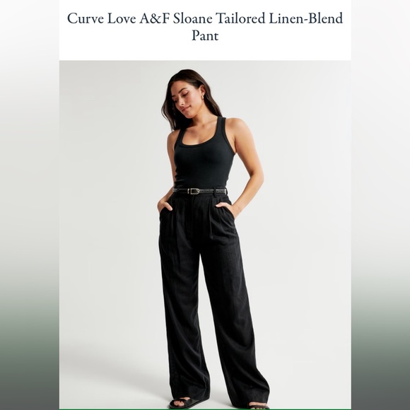 Abercrombie Curve Love Sloan Tailored Linen Blend Pant - Picture 1 of 6